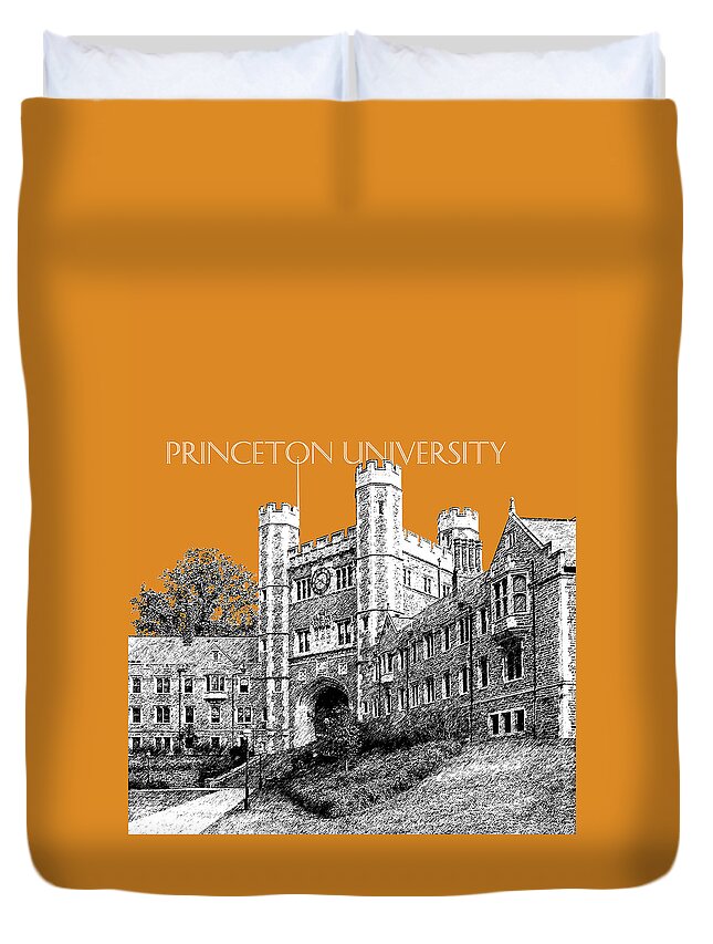 University Duvet Cover featuring the digital art Princeton University - Dark Orange by DB Artist