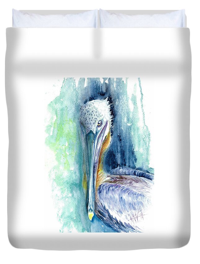 Florida Keys Artwork Duvet Cover featuring the painting Priscilla by Ashley Kujan