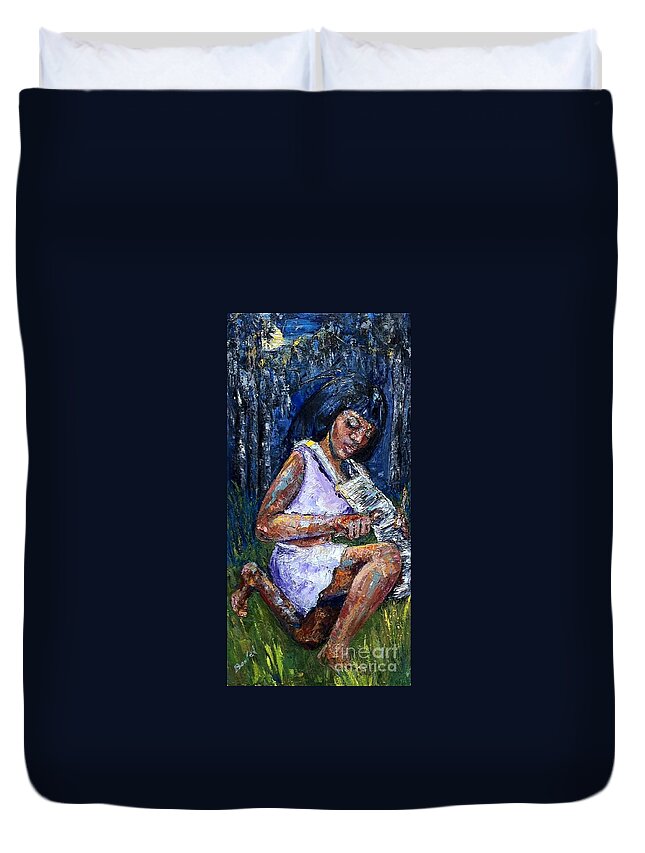 Girl Duvet Cover featuring the painting Private Practice by Beverly Boulet