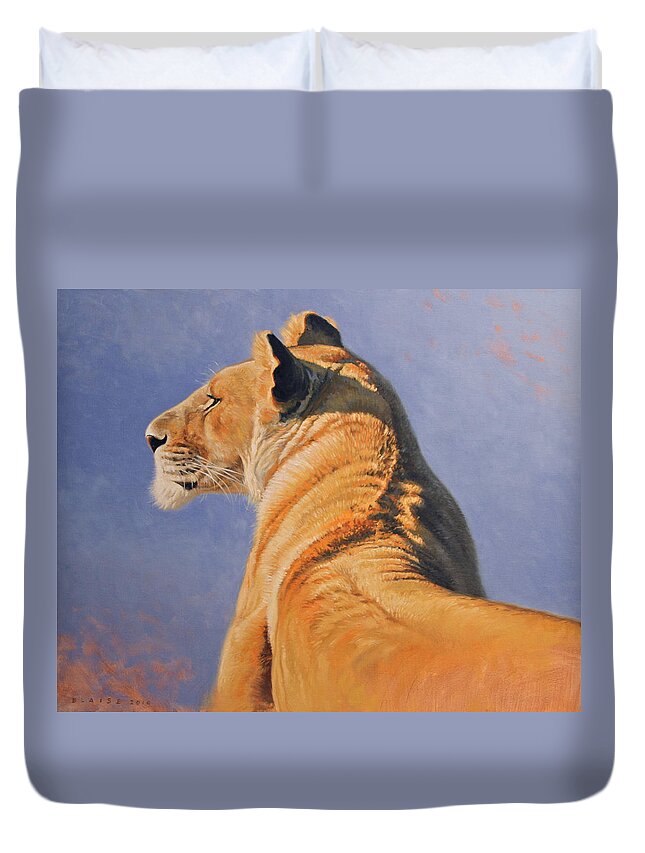  Duvet Cover featuring the digital art Profile of a Queen by Aaron Blaise