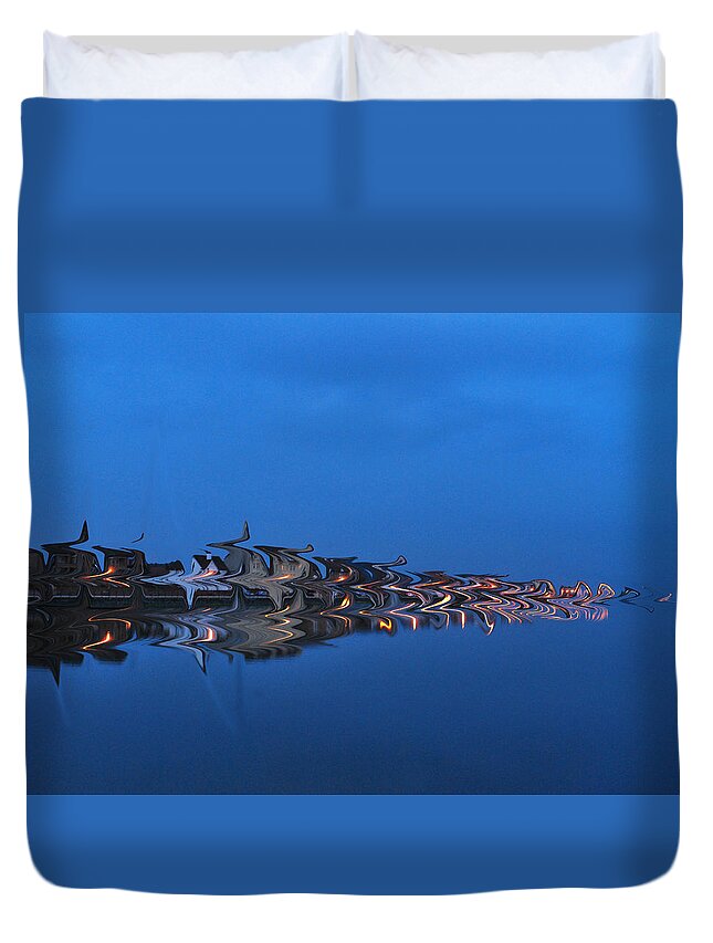 Seascape Duvet Cover featuring the photograph Promenade in Blue by Spikey Mouse Photography