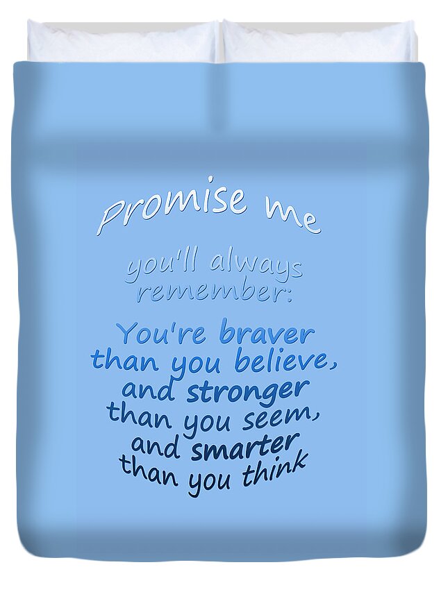Winnie The Pooh Duvet Cover featuring the digital art Promise me - Winnie the Pooh - Blue by Georgia Clare