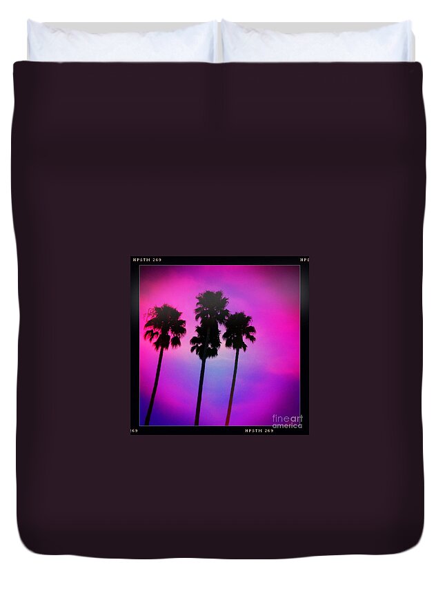 Palm Trees Duvet Cover featuring the photograph Psychedelic Palms by Denise Railey