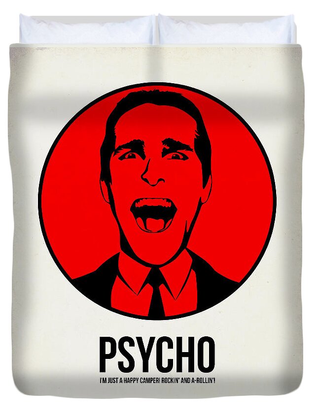 Movie Duvet Cover featuring the digital art Psycho Poster 2 by Naxart Studio