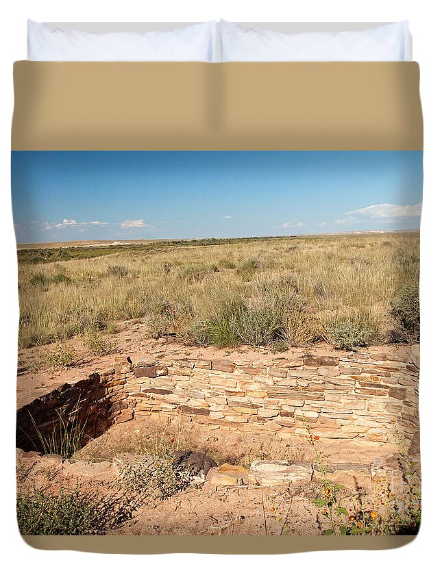 Arizona Duvet Cover featuring the photograph Puerco Pueblo Petrified Forest National Park by Fred Stearns