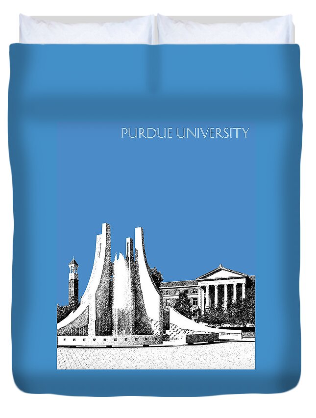 University Duvet Cover featuring the digital art Purdue University 2 - Engineering Fountain - Slate by DB Artist