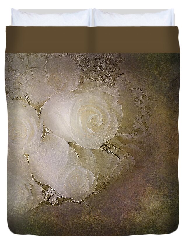 Petals Duvet Cover featuring the photograph Pure Roses by Susan Candelario