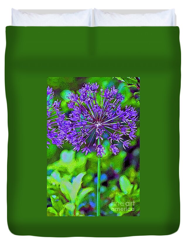 Garden Duvet Cover featuring the photograph Purple Allium Flower by Karen Adams