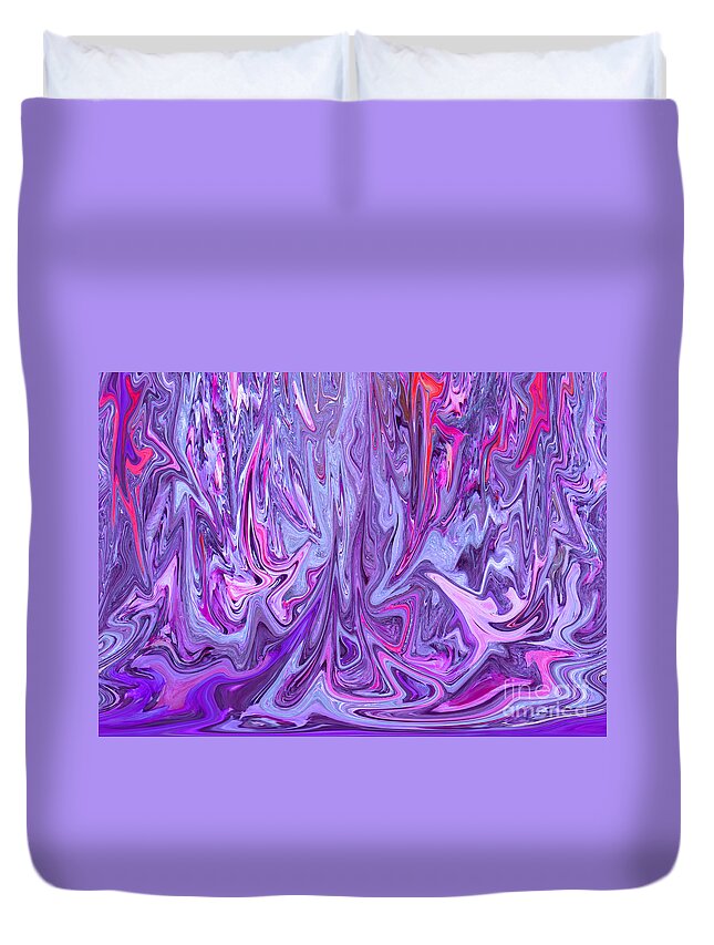 Abstract Duvet Cover featuring the digital art Purple and Pink Abstract by Minding My Visions by Adri and Ray