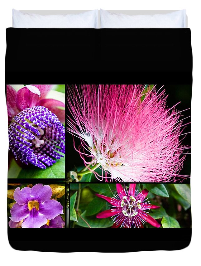 Collage Duvet Cover featuring the photograph Purple Bouquet by Melinda Ledsome