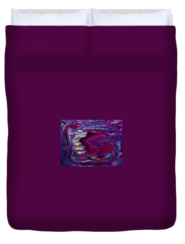 Abstract Duvet Cover featuring the mixed media Purple Craze by Deborah Stanley