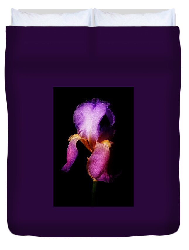 Petals Duvet Cover featuring the photograph Purple Iris by Greg and Chrystal Mimbs