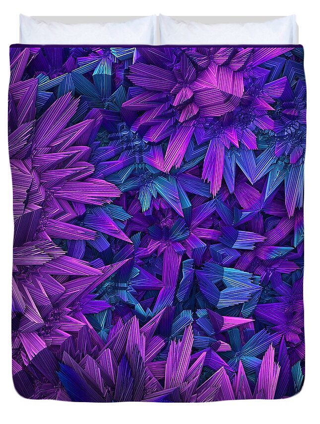 Fractal Duvet Cover featuring the digital art Purple Jungle by Lyle Hatch