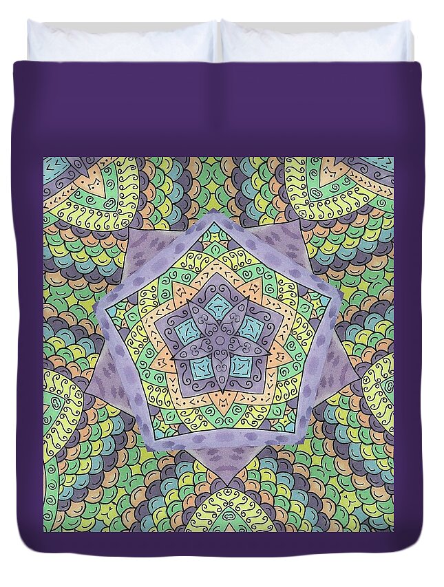 Kaleidoscope Duvet Cover featuring the painting Purple Passion by Susie WEBER