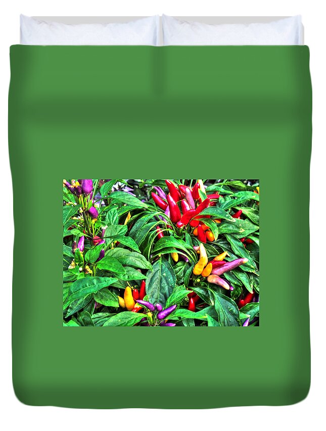 Purple Duvet Cover featuring the photograph Purple Peppers by Lanita Williams