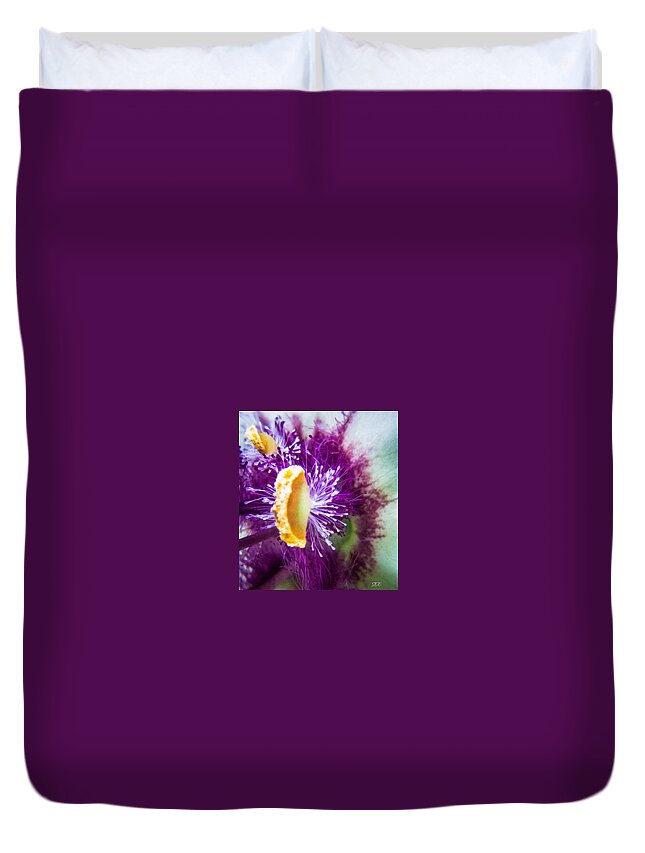 Abstract Duvet Cover featuring the photograph Purple Surprise by Susan Eileen Evans