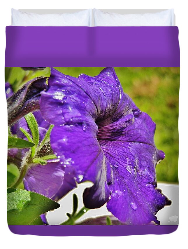 Flower Duvet Cover featuring the photograph Purple Taffeta by VLee Watson