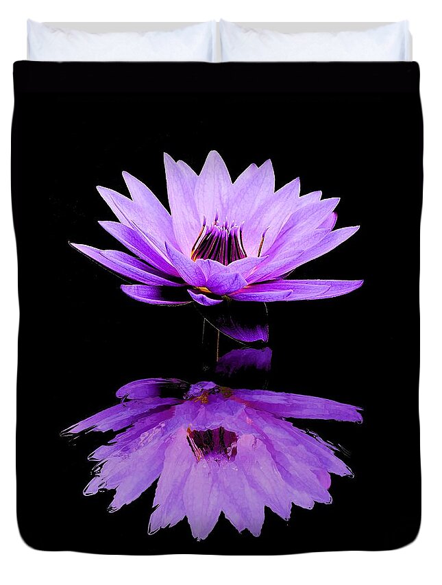 Water Lily Duvet Cover featuring the photograph Purple Water Lily by Elizabeth Budd