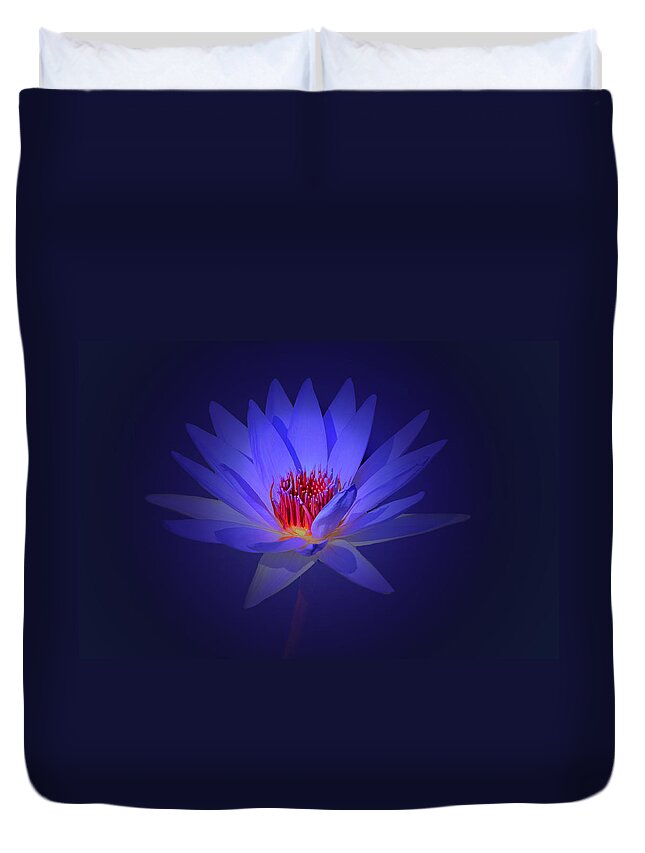 Flower Duvet Cover featuring the photograph Purple Water Lily by John Absher