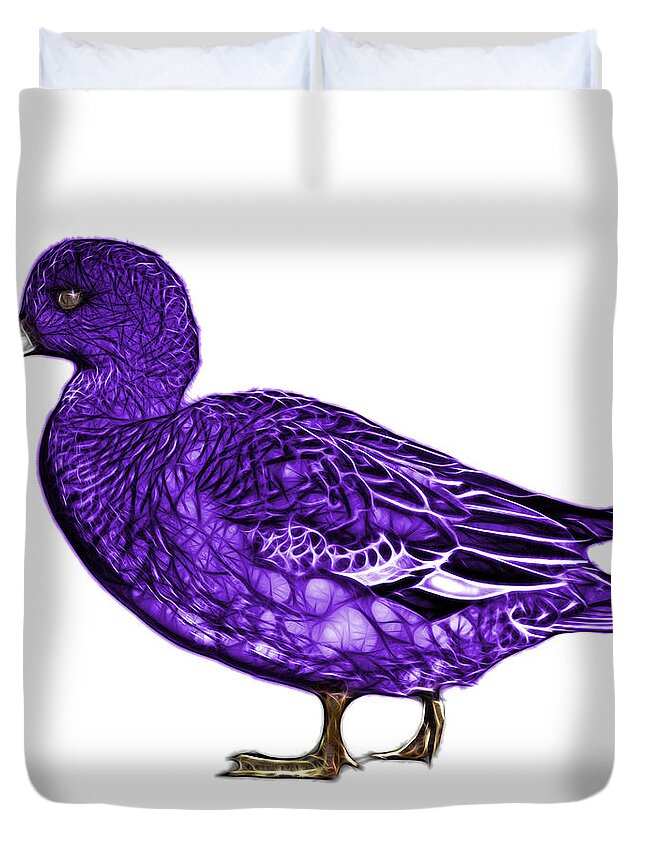 American Wigeon Duvet Cover featuring the mixed media Purple Wigeon Art - 7415 - WB by James Ahn