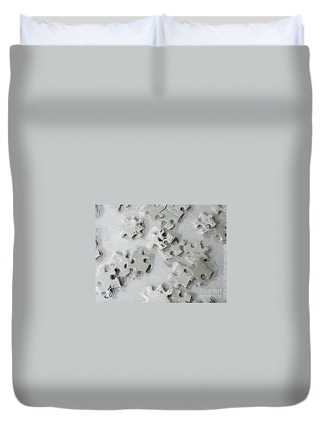 Puzzle Duvet Cover featuring the digital art Putting Puzzle Pieces Together by Heidi Smith