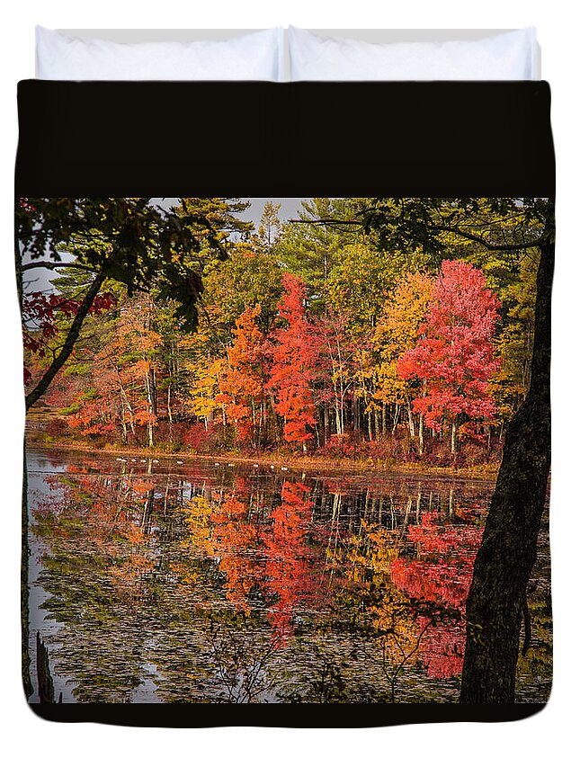 #foliage_reports Duvet Cover featuring the photograph Quabbin reservoir fall foliage by Jeff Folger