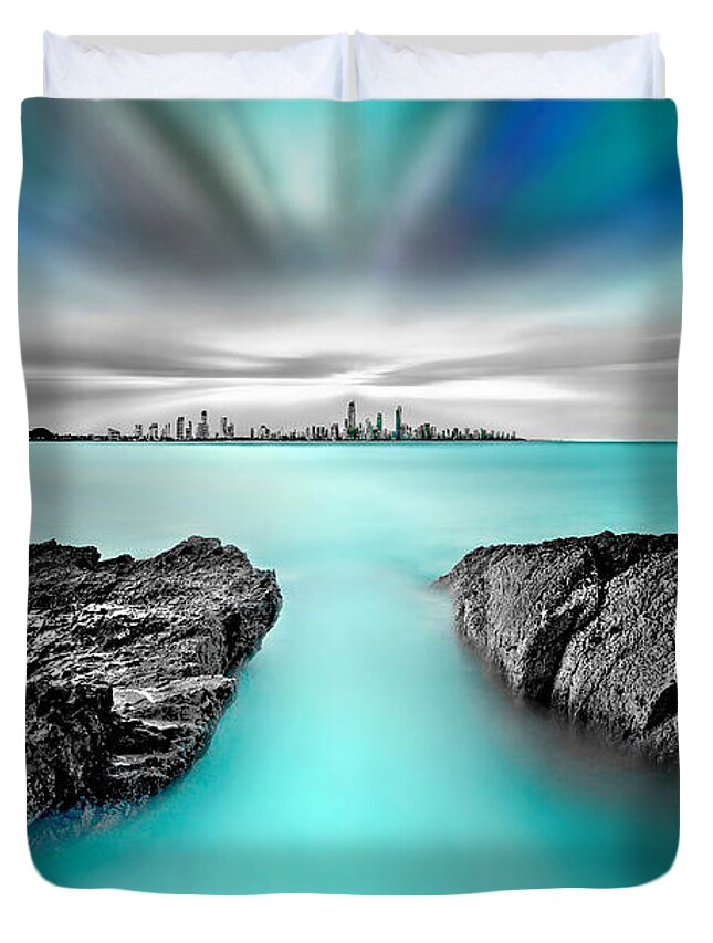 Gold Coast Duvet Cover featuring the photograph Quantum Divide by Az Jackson