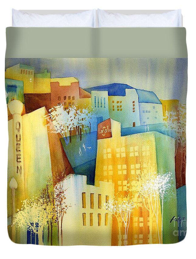 Contemporary Duvet Cover featuring the painting Queen and La Salle by Hailey E Herrera