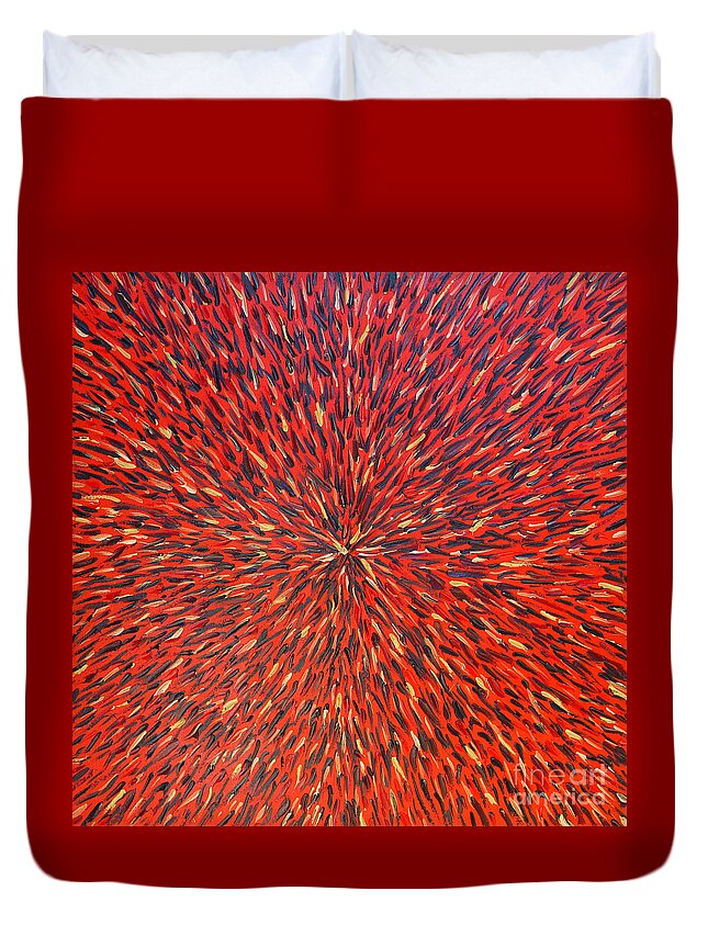 Radiation Duvet Cover featuring the painting Radiation Red by Dean Triolo