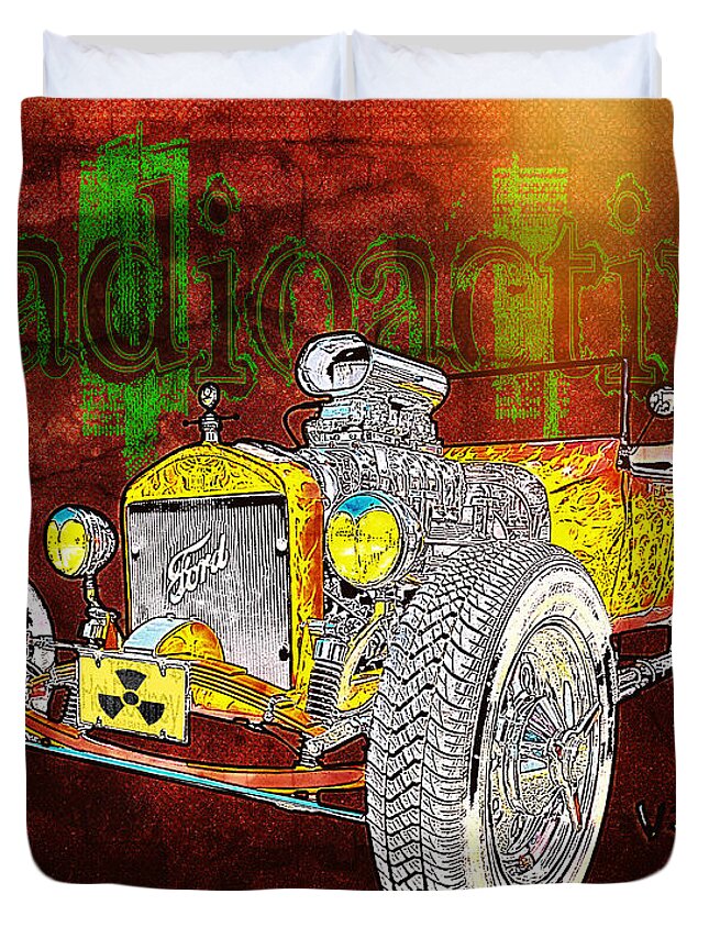 Hot Rod Art Duvet Cover featuring the photograph RadioActive Rod by Chas Sinklier