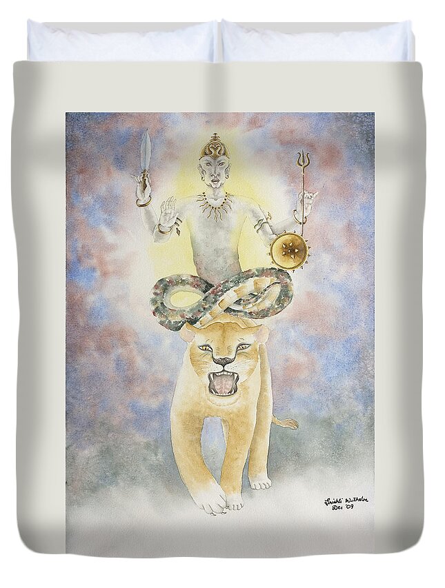 Vedic Astrology Duvet Cover featuring the painting Rahu The North Node by Srishti Wilhelm
