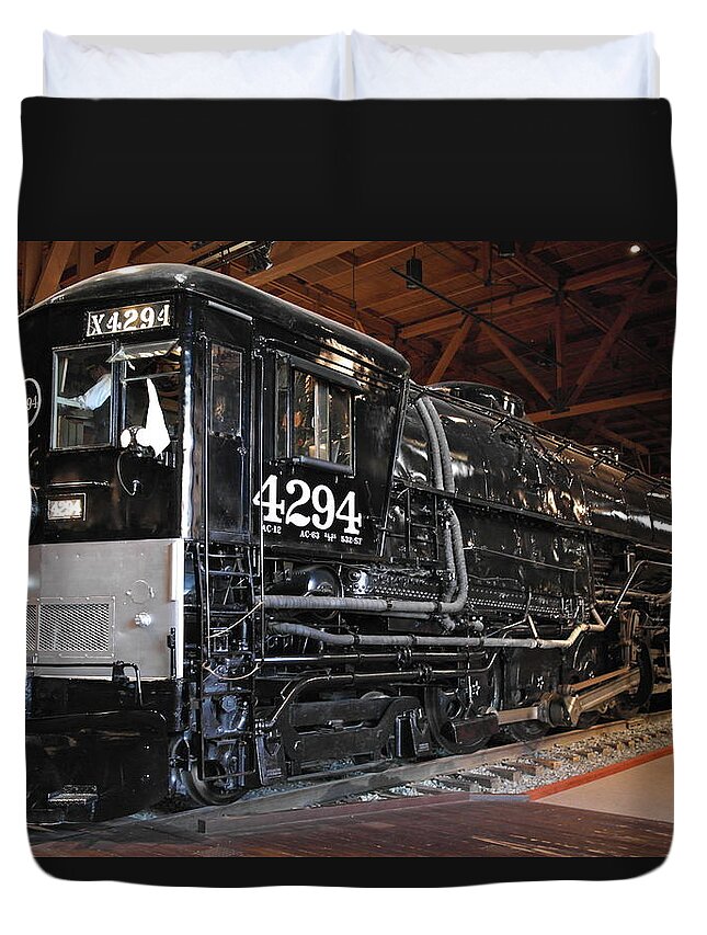 California State Train Museum Duvet Cover featuring the photograph Southern Pacific Cab Forward Railroad Engine No 4294 by Michele Myers