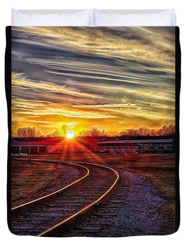Rails Duvet Cover featuring the photograph Rails by Skip Tribby