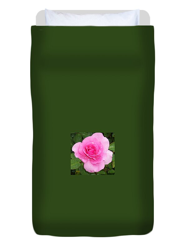 Roses Duvet Cover featuring the photograph Rain Kissed Rose by Catherine Gagne