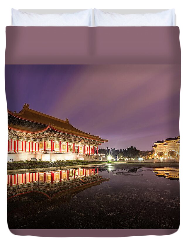 Taiwan Duvet Cover featuring the photograph Rain Reflection by © Copyright 2011 Sharleen Chao