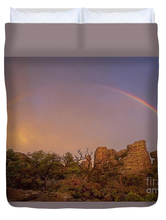 Chiricahua National Monument Duvet Cover featuring the photograph Rainbow at Chiricahua by Keith Kapple