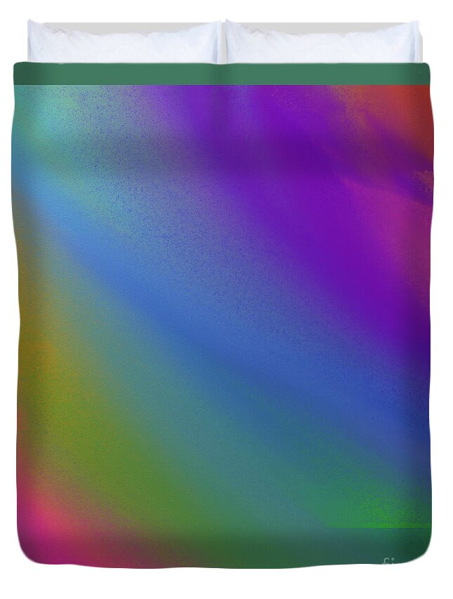 Andee Design Abstract Duvet Cover featuring the digital art Rainbow Color Wave Abstract Square by Andee Design