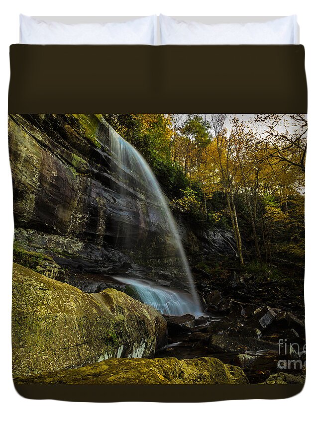 Rainbow Falls Duvet Cover featuring the photograph Rainbow Falls in the Smokies by George Kenhan