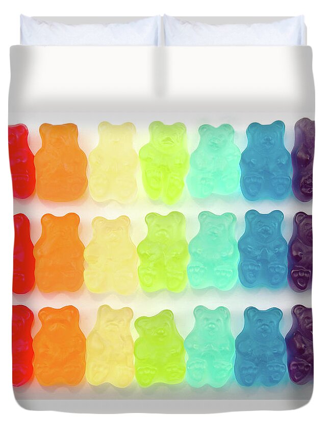 Order Duvet Cover featuring the photograph Rainbow Jelly Bear Candy by Melissa Ross