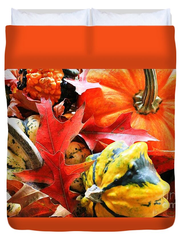 Pumpkin Duvet Cover featuring the photograph Rainbow Of Autumn Colors by Judy Palkimas