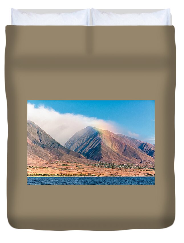 Hawaii Duvet Cover featuring the photograph Rainbow Over Maui Mountains  by Lars Lentz