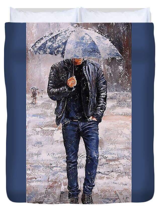 Rain Duvet Cover featuring the painting Rainy Day #23 by Emerico Imre Toth