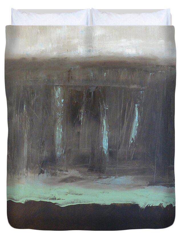 Abstract Duvet Cover featuring the painting Rainy Day by Claudia Goodell