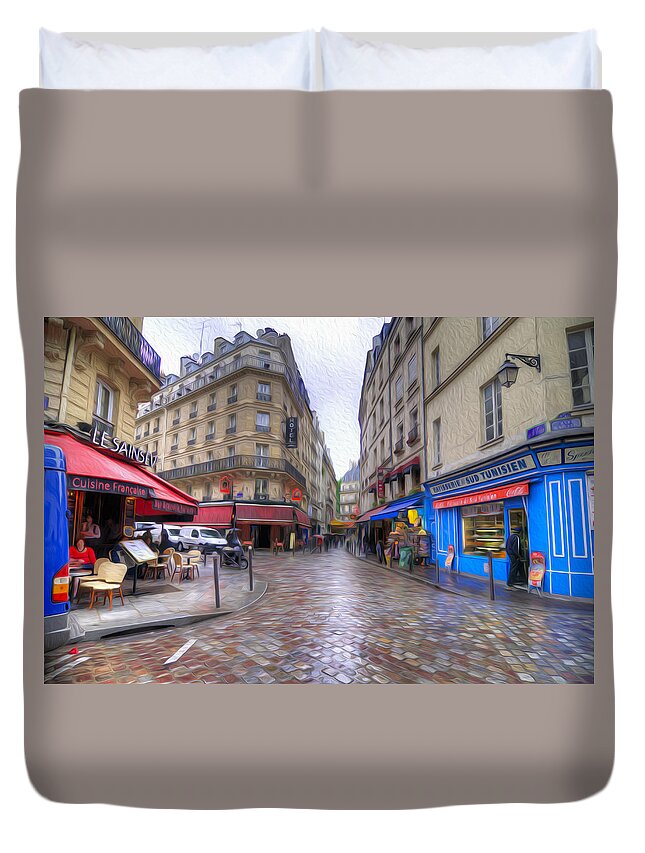 Paris Duvet Cover featuring the photograph Rainy Day in Paris by Dustin LeFevre