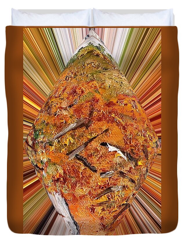Abstract Duvet Cover featuring the painting Rami by Loredana Messina