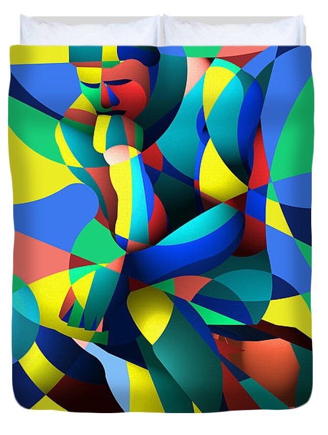 Colorful Duvet Cover featuring the digital art Randy's Rodin 2 by Randall J Henrie