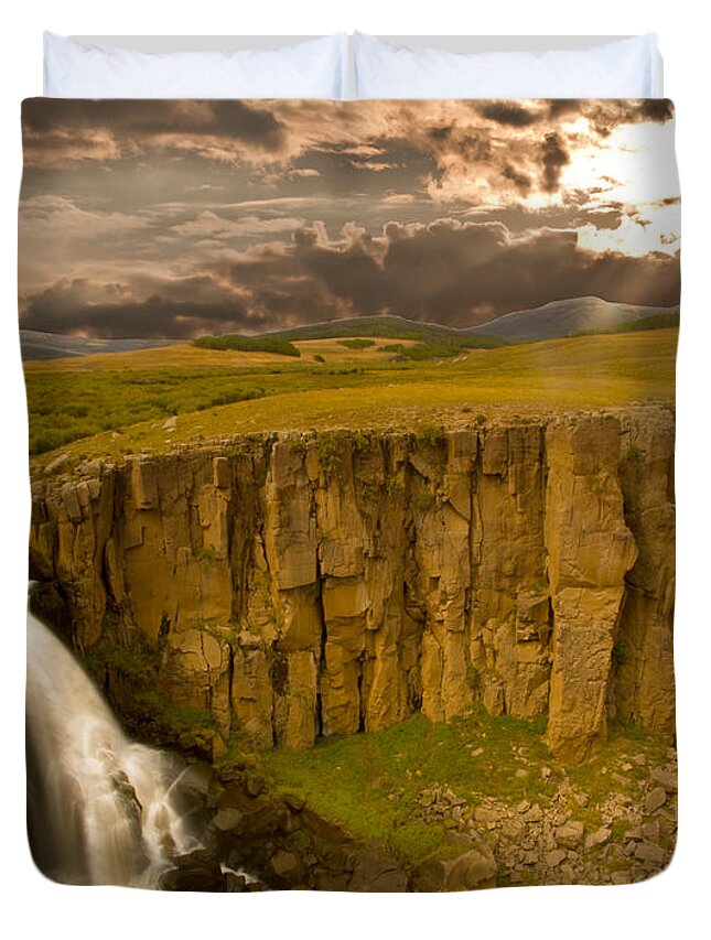 Rare Falls Duvet Cover featuring the photograph Rare Falls in High Desert by Randall Branham