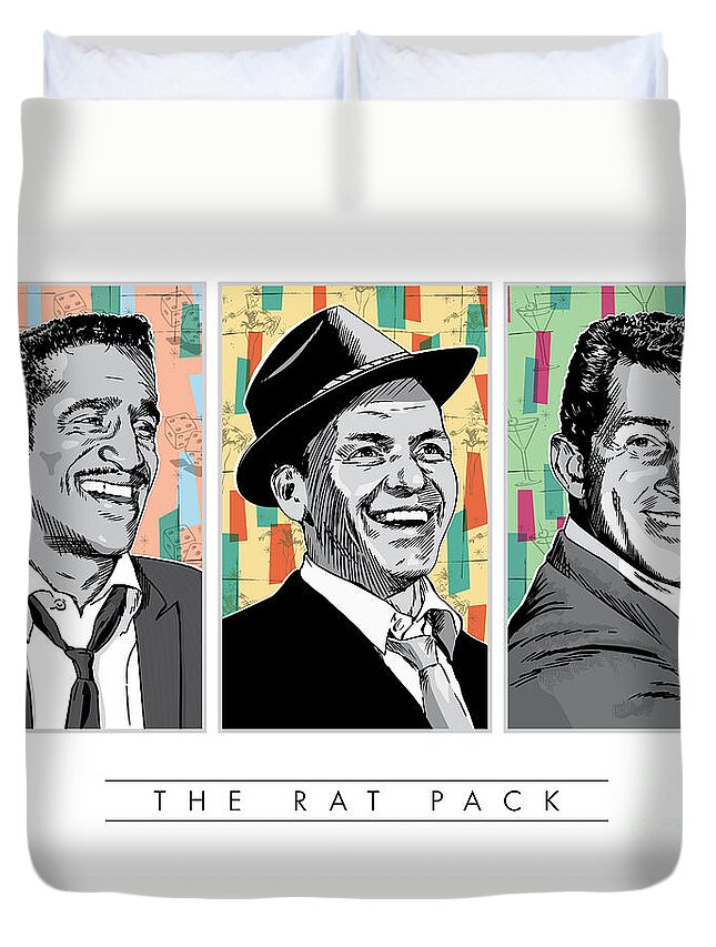 Music Duvet Cover featuring the digital art Rat Pack Pop Art by Jim Zahniser
