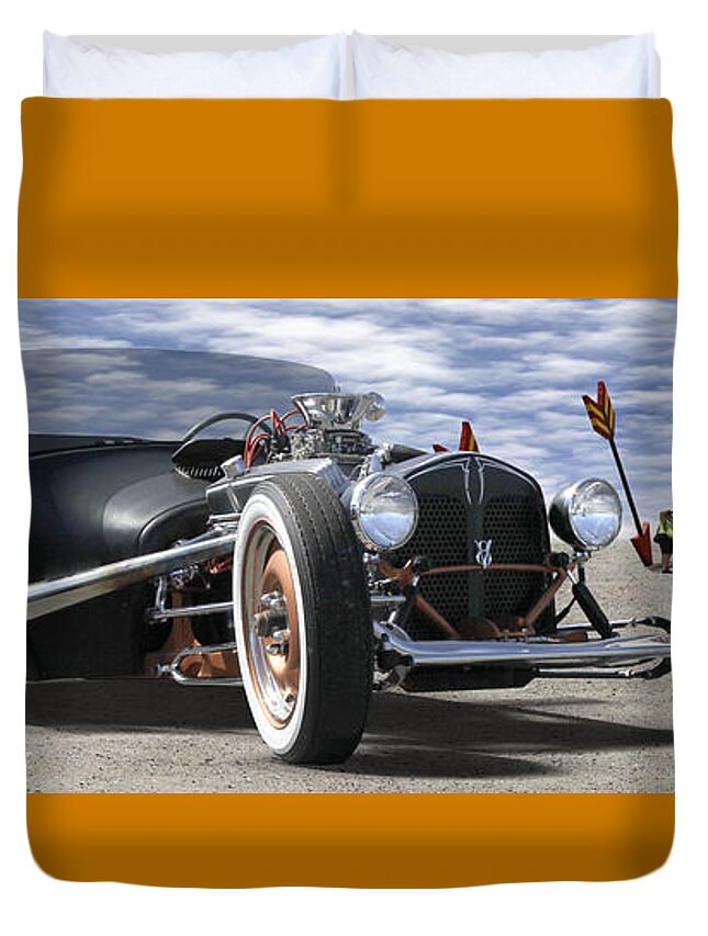 Transportation Duvet Cover featuring the photograph Rat Rod On Route 66 2 Panoramic by Mike McGlothlen