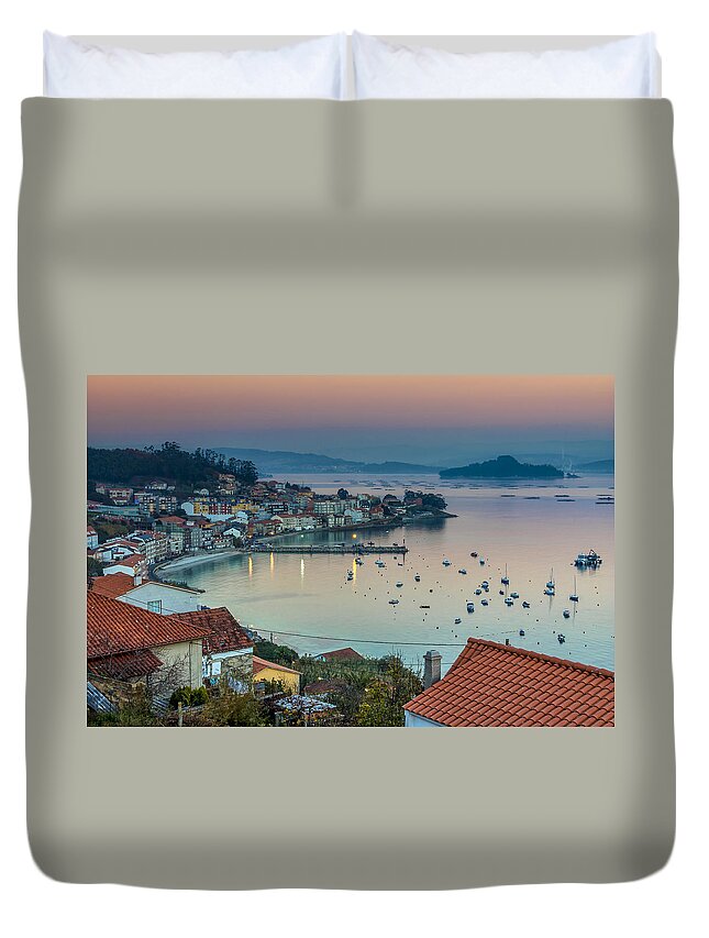 Enm Duvet Cover featuring the photograph Raxo Panorama from A Granxa Galicia Spain by Pablo Avanzini